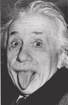 Albert Einstein. Yes, I'm sorry, this picture portrays a pathetic stereotype of the mad old scientist, but... it's funny. Me and Albo happen to agree on this one.